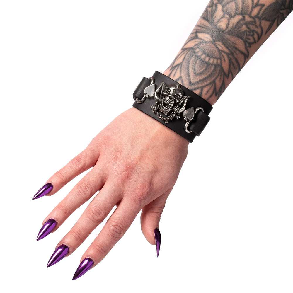 Alchemy Gothic Motorhead Warpig Leather Wriststrap Bracelet - Alchemy Gothic - Flyclothing LLC