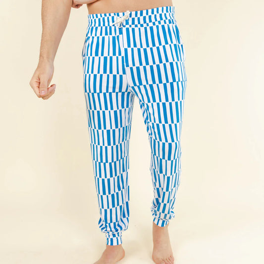 The Hamptons | Blue Mosaic Stripe SleepDeep™ Men’s Pajama Joggers - Shinesty - Flyclothing LLC