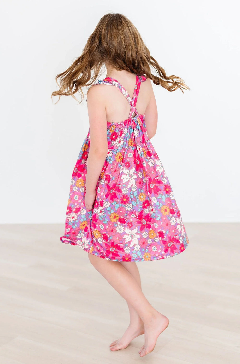 Hawaiian Floral Ruffle Cross Back Dress - Mila & Rose ® - Flyclothing LLC