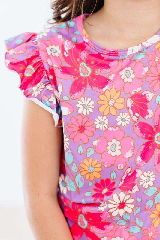 Hawaiian Floral S/S Ruffle Tee - Mila & Rose ® - Flyclothing LLC
