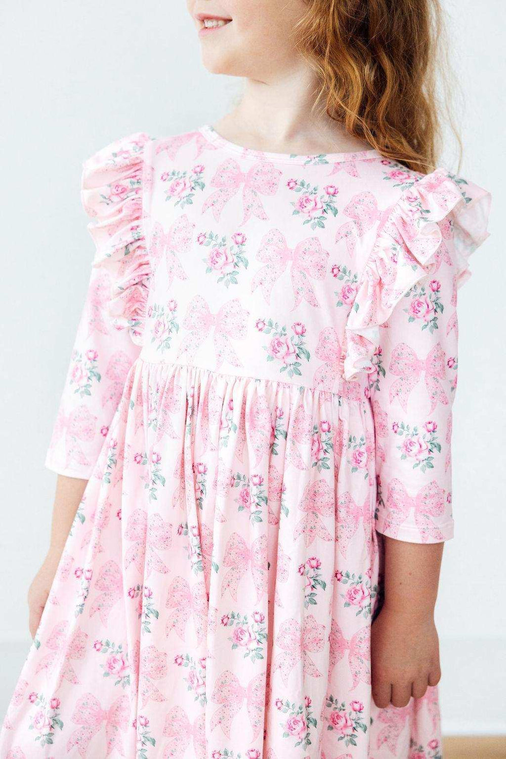 Heirloom Garden 3/4 Sleeve Ruffle Twirl Dress - Mila & Rose ® - Flyclothing LLC