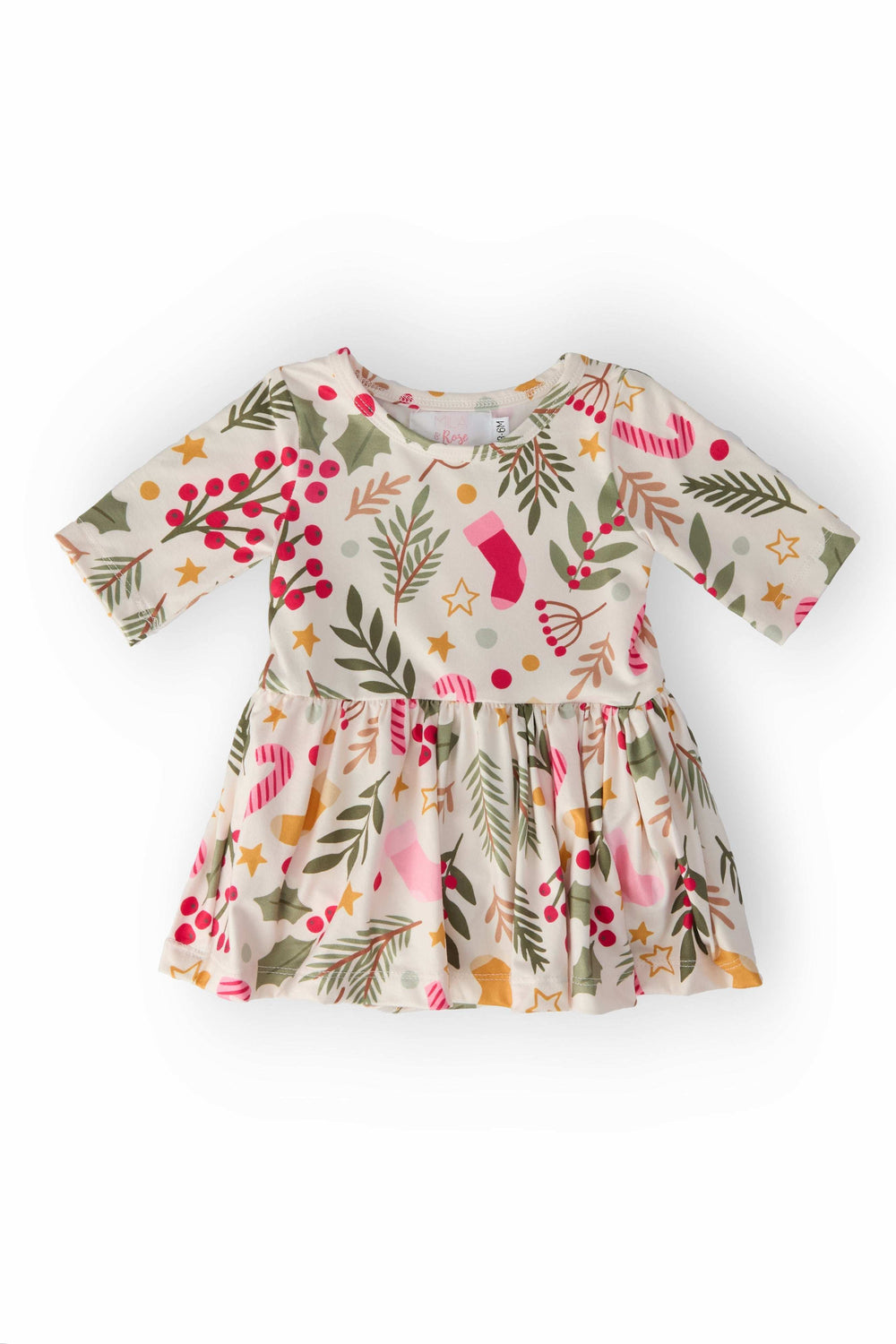 Holly Jolly Christmas 3/4 Sleeve Twirl Bodysuit - Mila & Rose ® - Flyclothing LLC