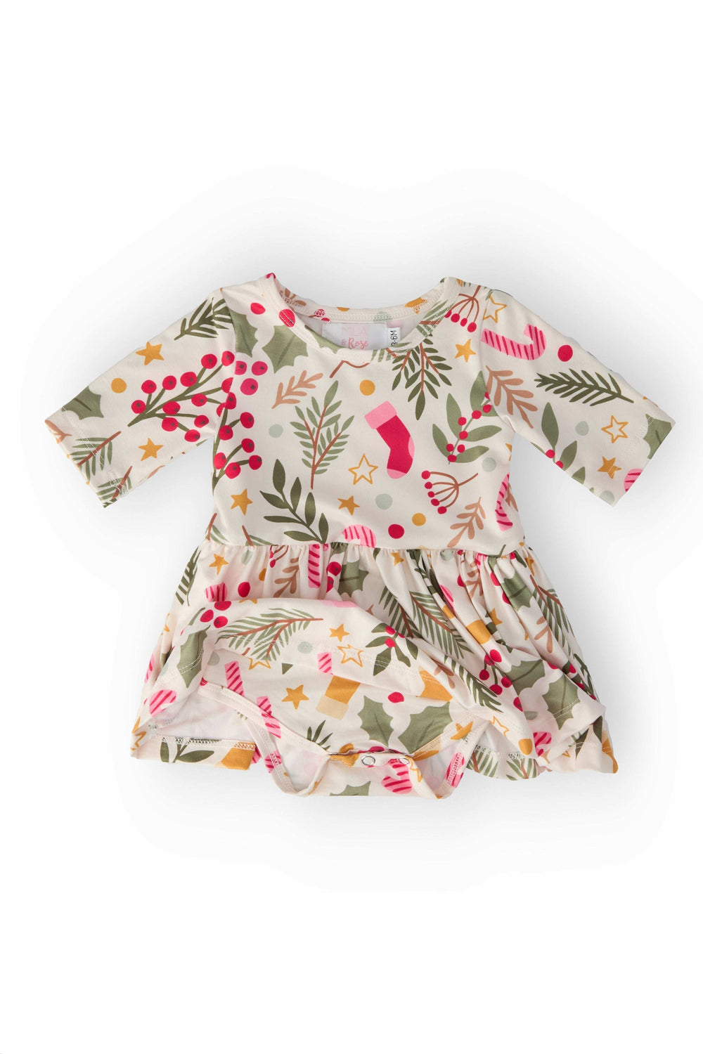 Holly Jolly Christmas 3/4 Sleeve Twirl Bodysuit - Mila & Rose ® - Flyclothing LLC