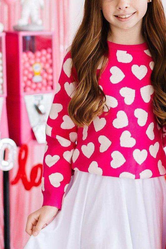 Hot Pink Hearts Sweater - Mila & Rose ® - Flyclothing LLC