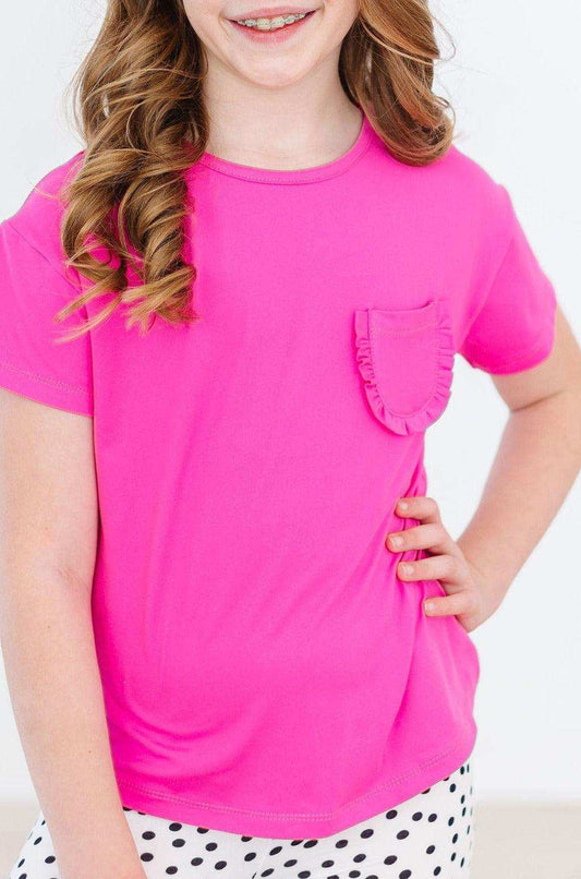 Hot Pink Ruffle Pocket Tee - Mila & Rose ® - Flyclothing LLC