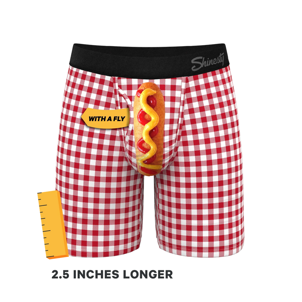 The Hot Diggity | Corn Dog Long Leg Ball Hammock® Pouch Underwear With Fly - Shinesty - Flyclothing LLC