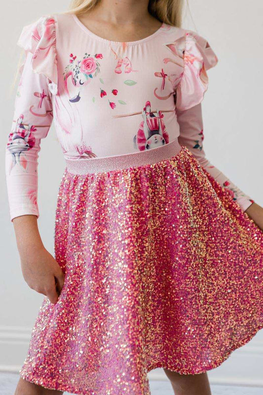 Hot Pink Sequin Twirl Skort - Mila & Rose ® - Flyclothing LLC