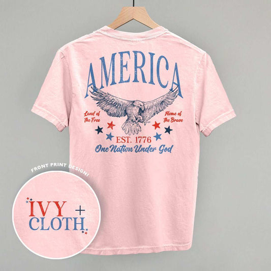 America Red & Blue Eagle (Back Print) - Ivy + Cloth - Flyclothing LLC