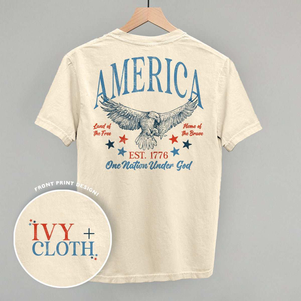 America Red & Blue Eagle (Back Print) - Ivy + Cloth - Flyclothing LLC