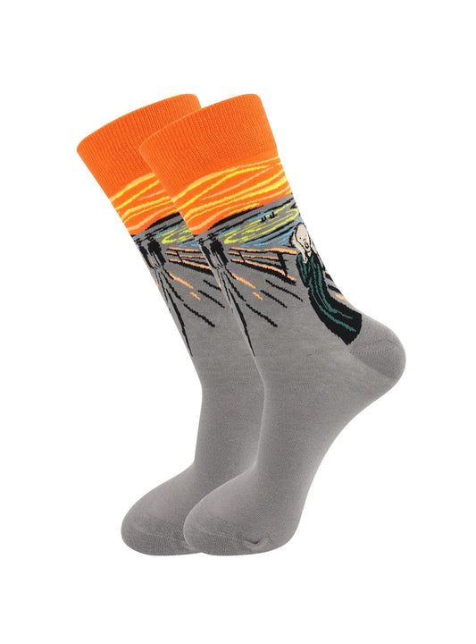 The Scream by Edvard Munch Art Socks - Comfy Cotton for Men & Women - Real Sic - Flyclothing LLC