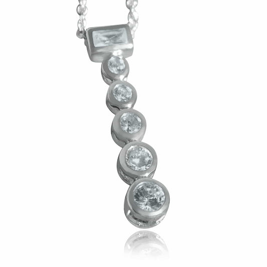 LOAS1371 - Rhodium Plating 925 Sterling Silver Chain Pendant with AAA CZ in Clear - Alamode - Flyclothing LLC