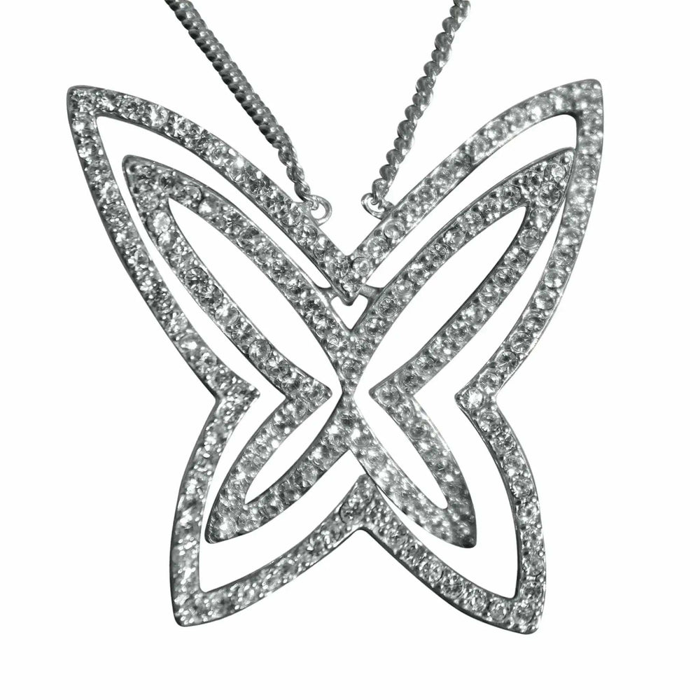 LOAS1374 - Rhodium Plating 925 Sterling Silver Chain Pendant with Crystal in Clear - Alamode - Flyclothing LLC