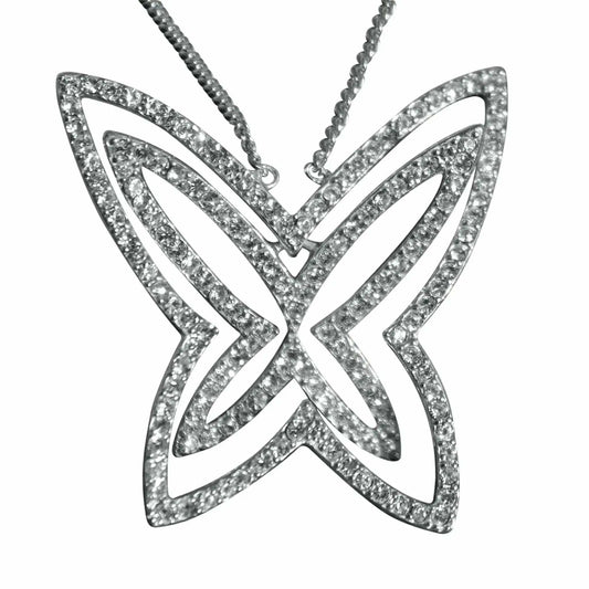 LOAS1374 - Rhodium Plating 925 Sterling Silver Chain Pendant with Crystal in Clear - Alamode - Flyclothing LLC