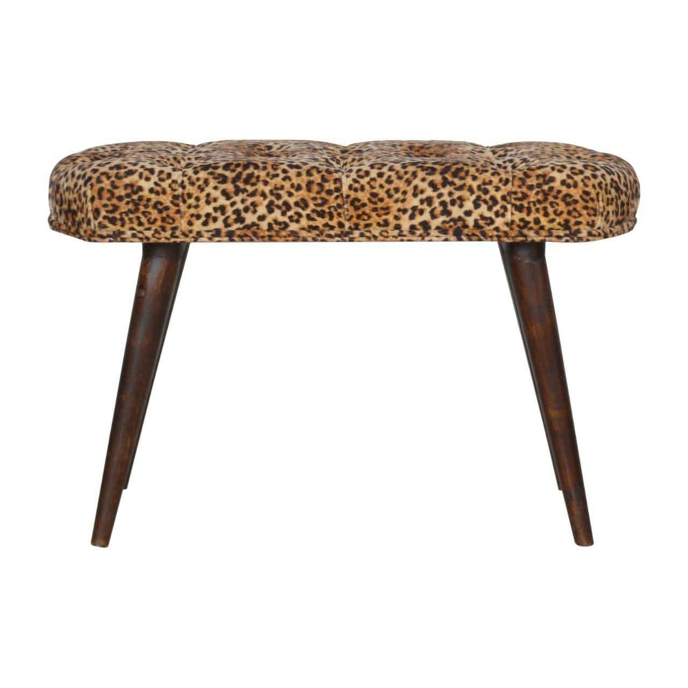 Leopard Print Deep Button Bench - Artisan Furniture - Flyclothing LLC