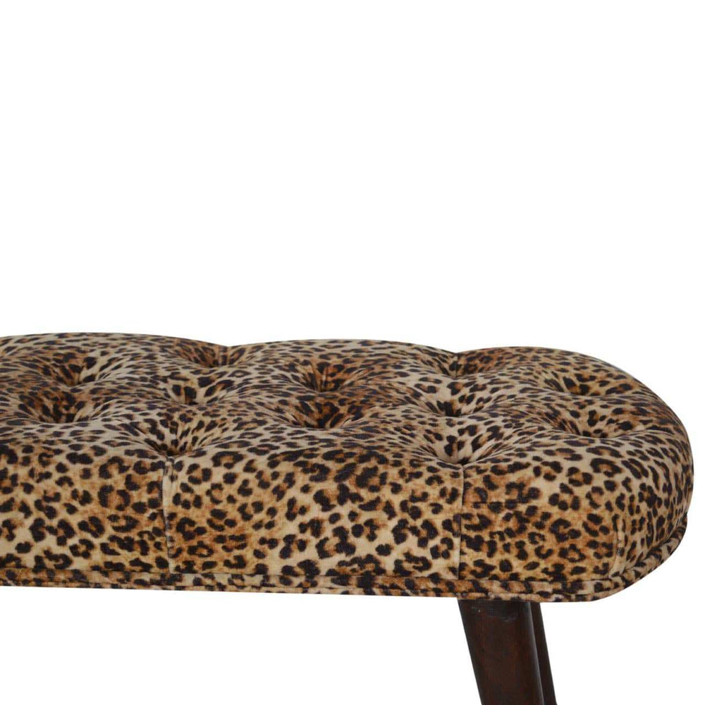 Leopard Print Deep Button Bench - Artisan Furniture - Flyclothing LLC