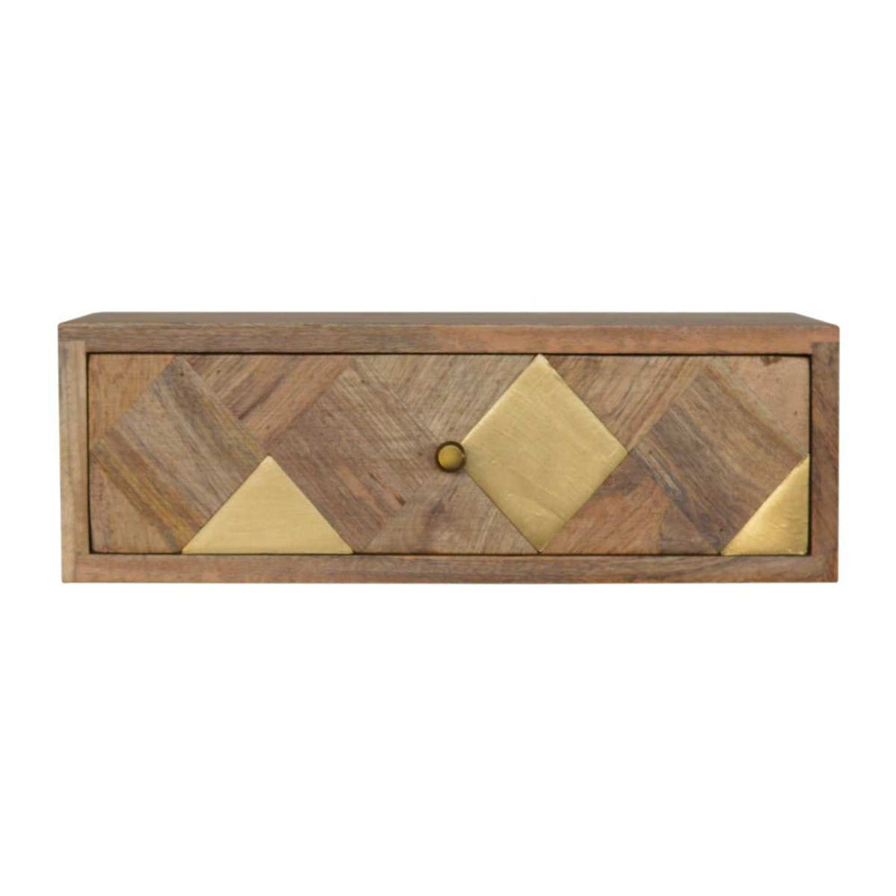 Wall Mounted Brass Inlay Nightstand - Artisan Furniture - Flyclothing LLC