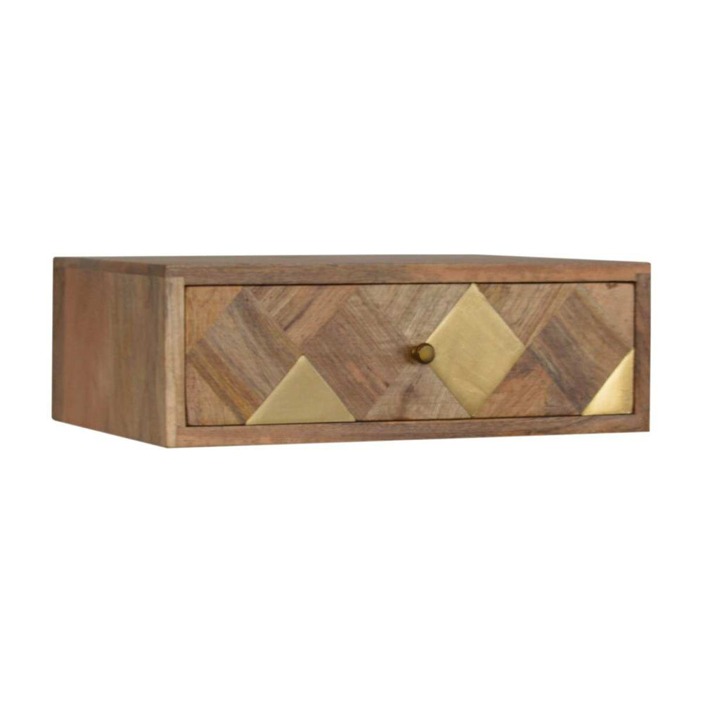Wall Mounted Brass Inlay Nightstand - Artisan Furniture - Flyclothing LLC