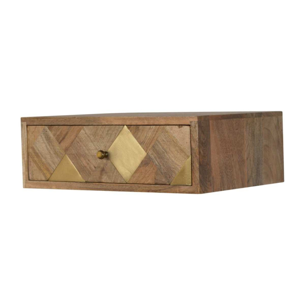 Wall Mounted Brass Inlay Nightstand - Artisan Furniture - Flyclothing LLC