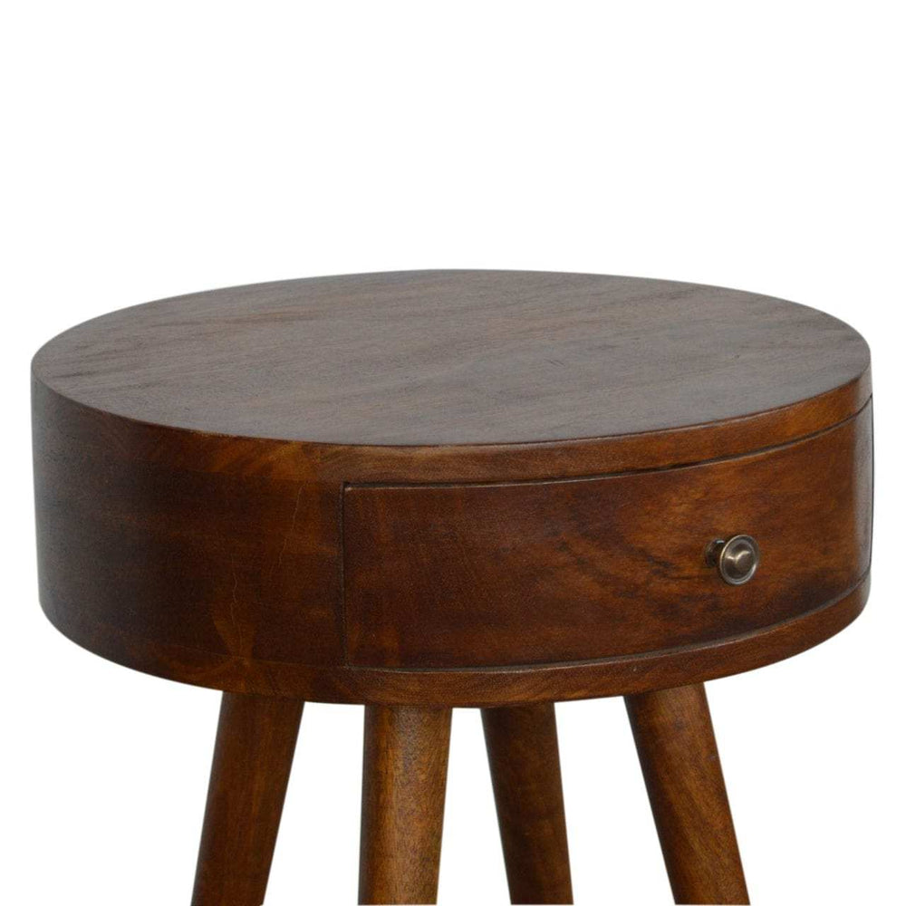 Nordic Chestnut Circular Bedside - Artisan Furniture - Flyclothing LLC