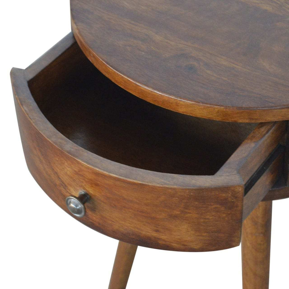 Nordic Chestnut Circular Bedside - Artisan Furniture - Flyclothing LLC