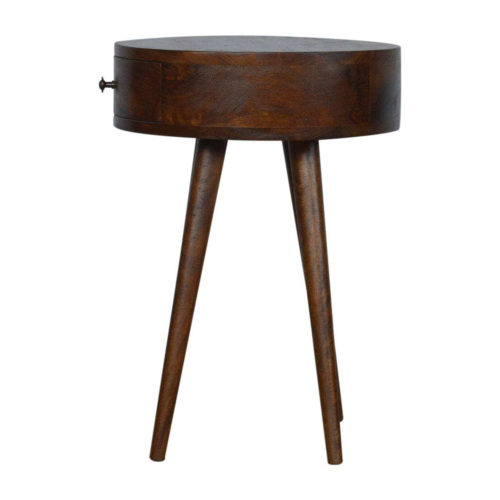 Nordic Chestnut Circular Bedside - Artisan Furniture - Flyclothing LLC