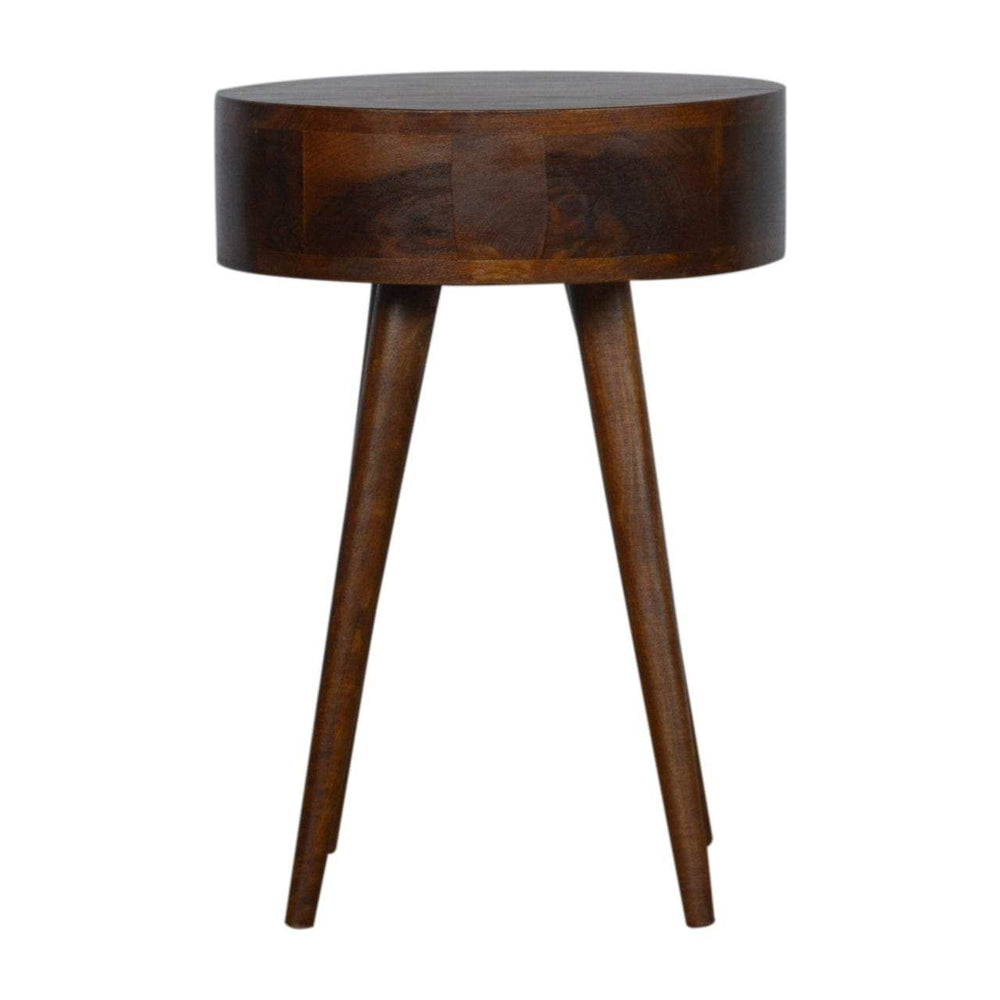 Nordic Chestnut Circular Bedside - Artisan Furniture - Flyclothing LLC
