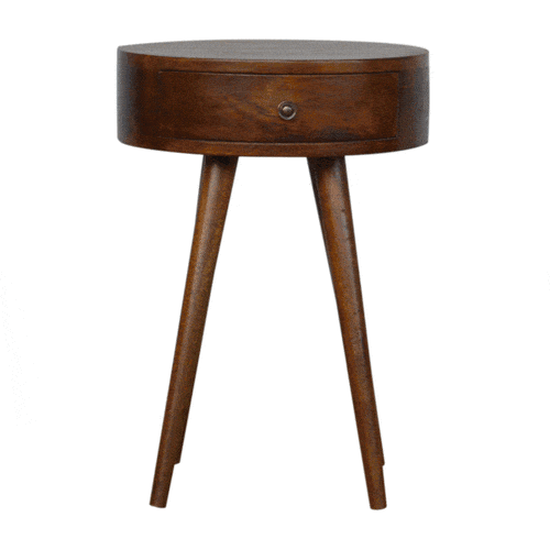 Nordic Chestnut Circular Bedside - Artisan Furniture - Flyclothing LLC