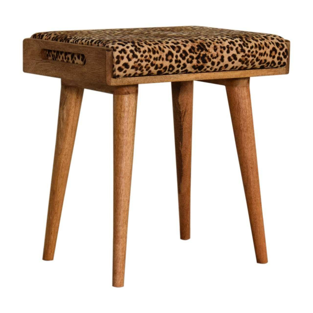 Artisan Leopard Velvet Tray Style Footstool - Artisan Furniture - Flyclothing LLC