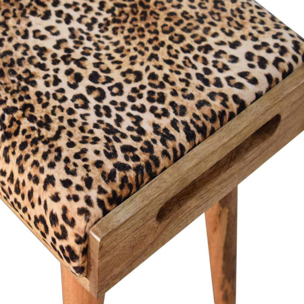 Artisan Leopard Velvet Tray Style Footstool - Artisan Furniture - Flyclothing LLC