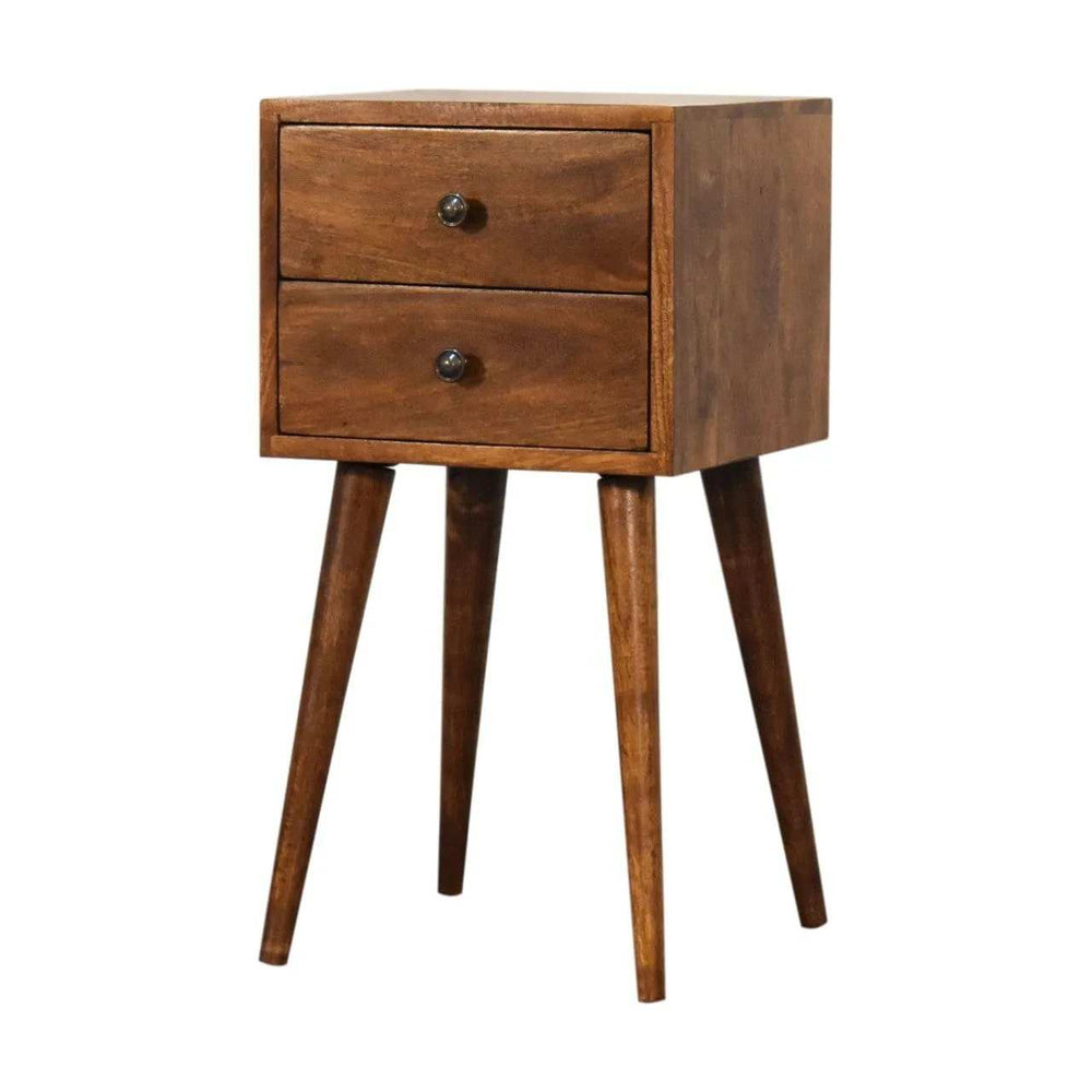 Mini 2 Drawer Chestnut Bedside - Artisan Furniture - Flyclothing LLC
