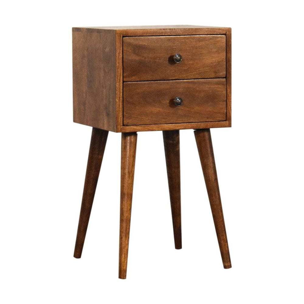 Mini 2 Drawer Chestnut Bedside - Artisan Furniture - Flyclothing LLC
