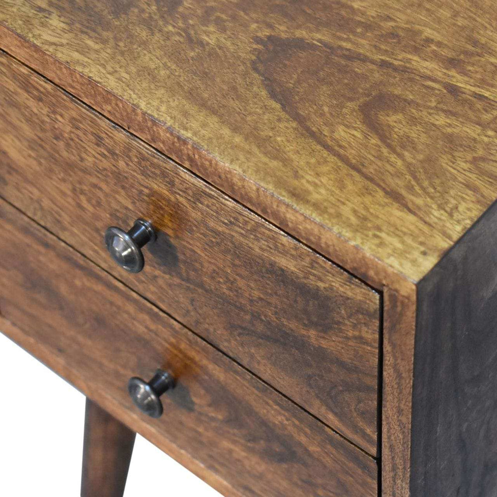Mini 2 Drawer Chestnut Bedside - Artisan Furniture - Flyclothing LLC