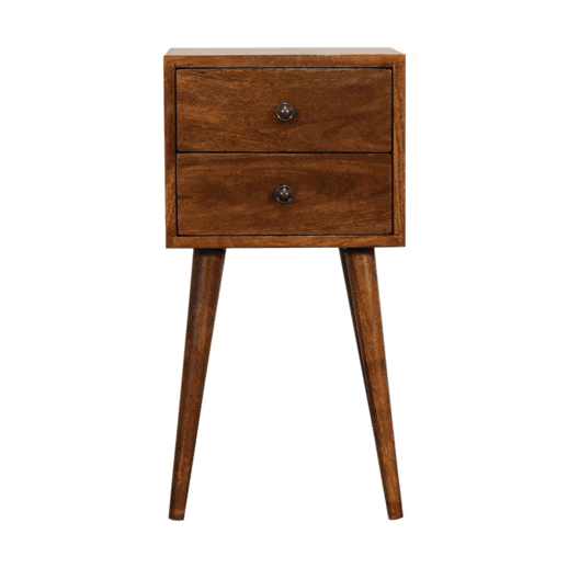 Mini 2 Drawer Chestnut Bedside - Artisan Furniture - Flyclothing LLC