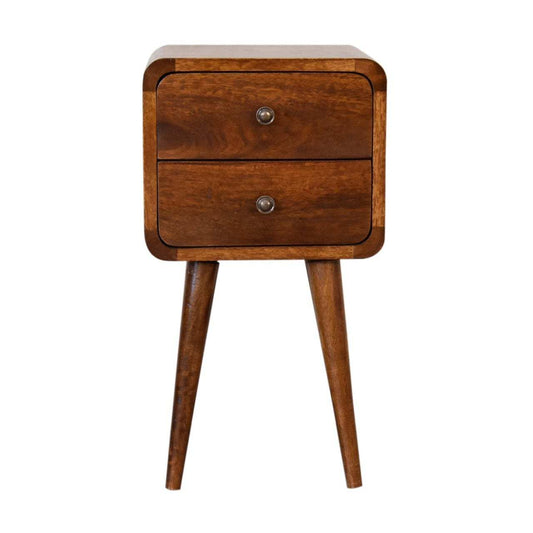 Mini Chestnut Curved Bedside - Artisan Furniture - Flyclothing LLC
