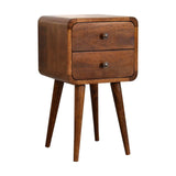Mini Chestnut Curved Bedside - Artisan Furniture - Flyclothing LLC