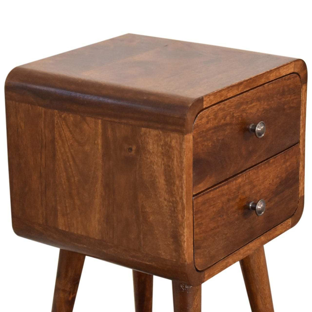 Mini Chestnut Curved Bedside - Artisan Furniture - Flyclothing LLC