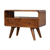 Mini Chestnut Curved Media Unit with 2 Drawers - Artisan Furniture - Flyclothing LLC
