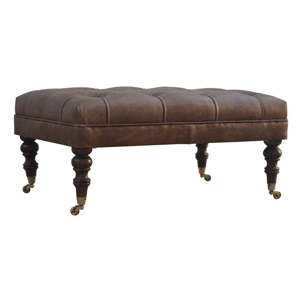 Buffalo Leather Ottoman - Artisan Furniture - Flyclothing LLC