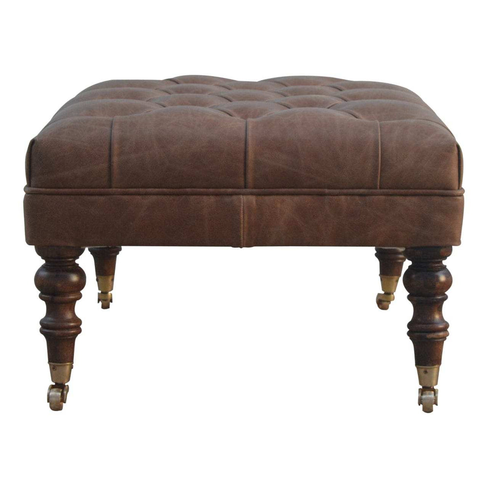 Buffalo Leather Ottoman - Artisan Furniture - Flyclothing LLC