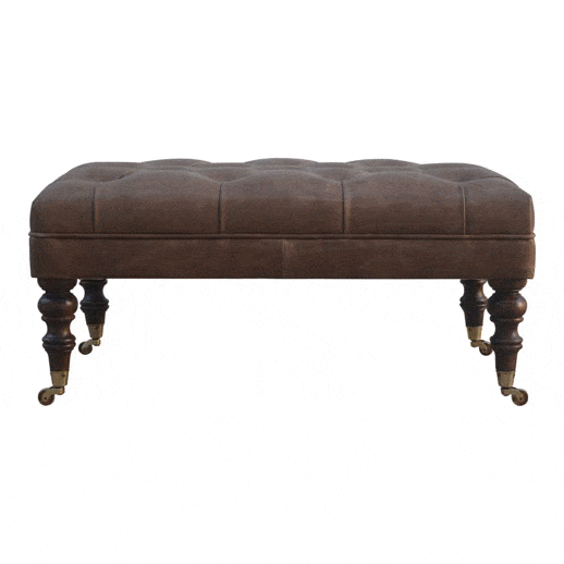 Buffalo Leather Ottoman - Artisan Furniture - Flyclothing LLC
