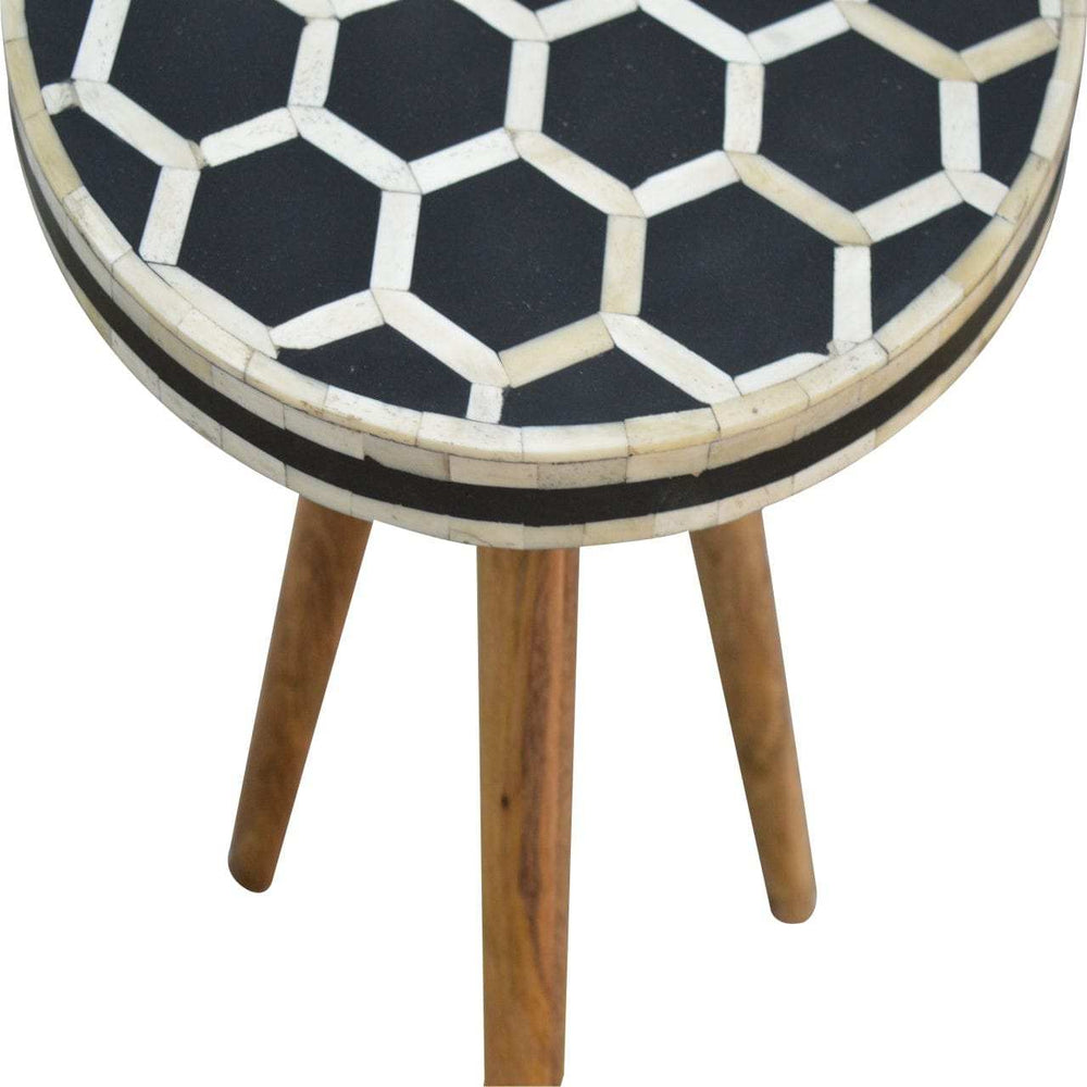 Artisan Bone Inlay Tripod Stool - Artisan Furniture - Flyclothing LLC