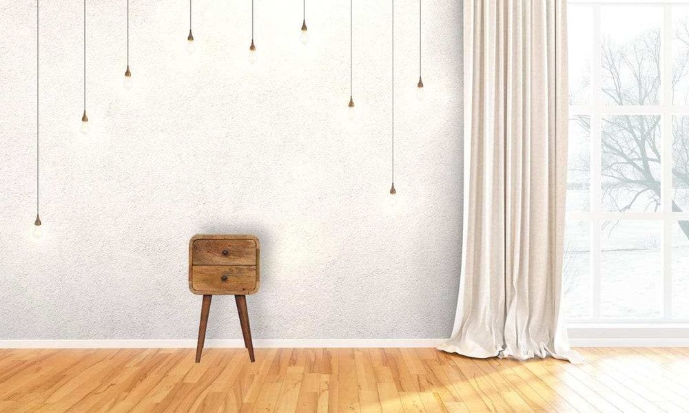 Mini Oak-ish Curved Bedside - Artisan Furniture - Flyclothing LLC