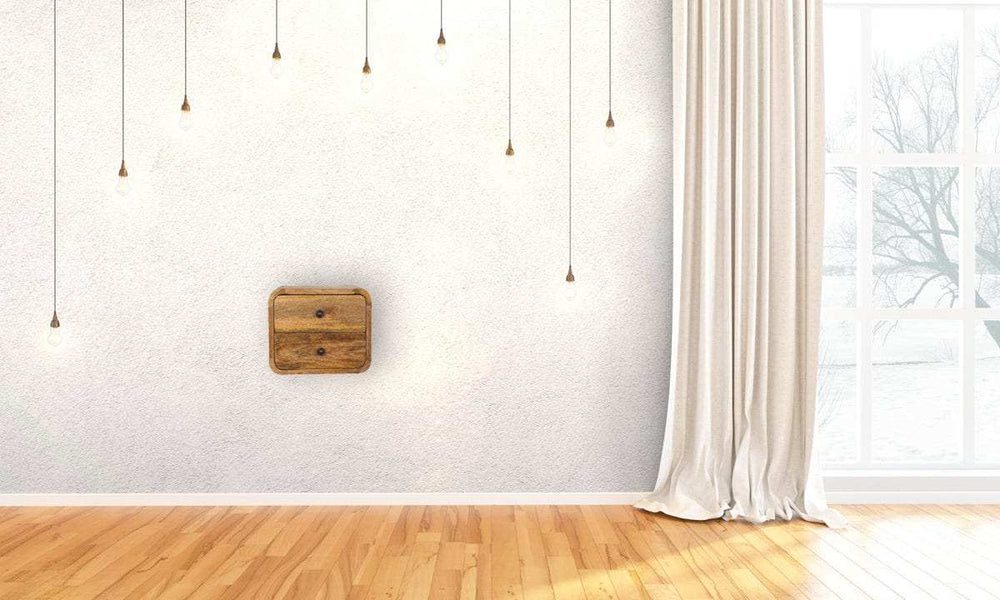 Mini Curve Oak-ish Floating Bedside - Artisan Furniture - Flyclothing LLC