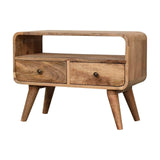 Mini Curved Oak-ish Media Unit - Artisan Furniture - Flyclothing LLC