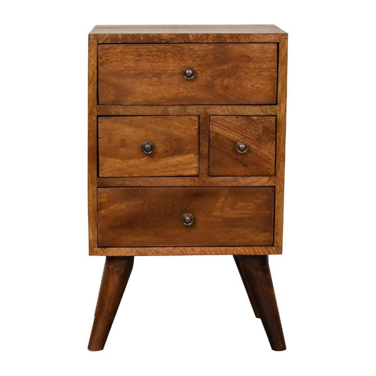 4 Drawer Multi Chestnut Bedside - Artisan Furniture - Flyclothing LLC