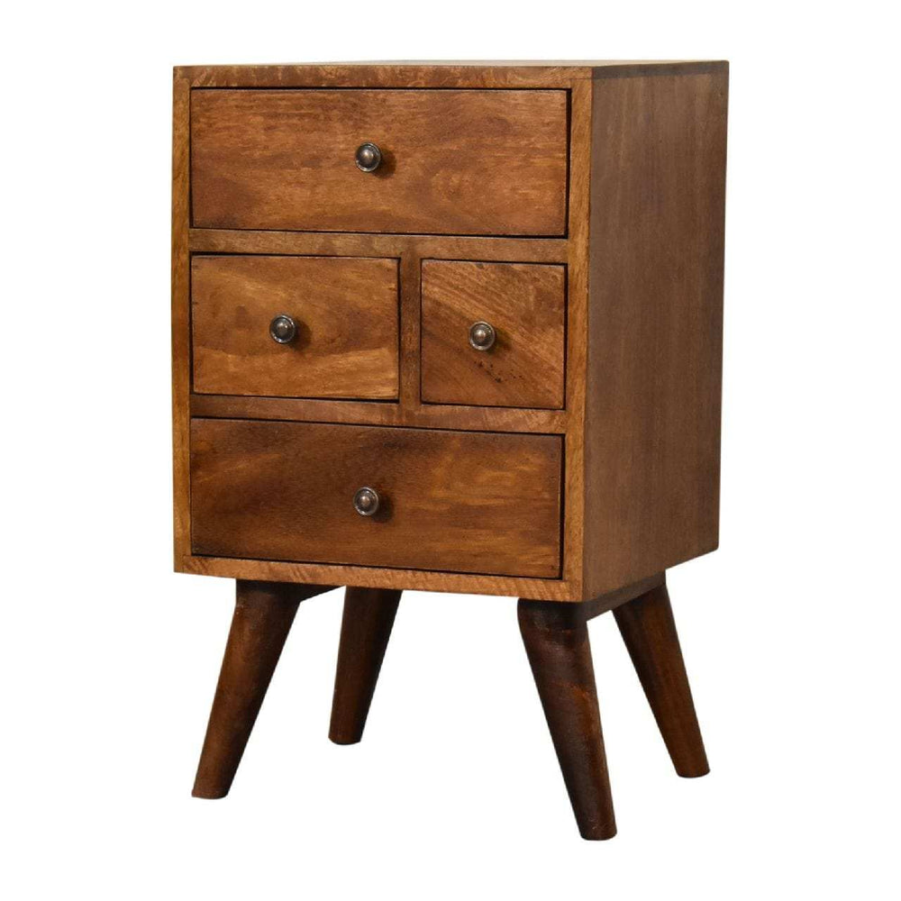 4 Drawer Multi Chestnut Bedside - Artisan Furniture - Flyclothing LLC