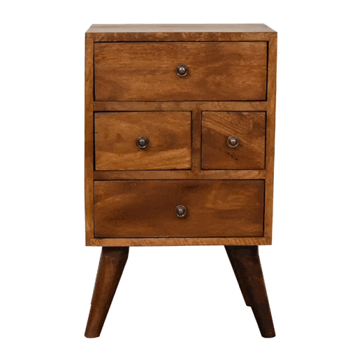 4 Drawer Multi Chestnut Bedside - Artisan Furniture - Flyclothing LLC