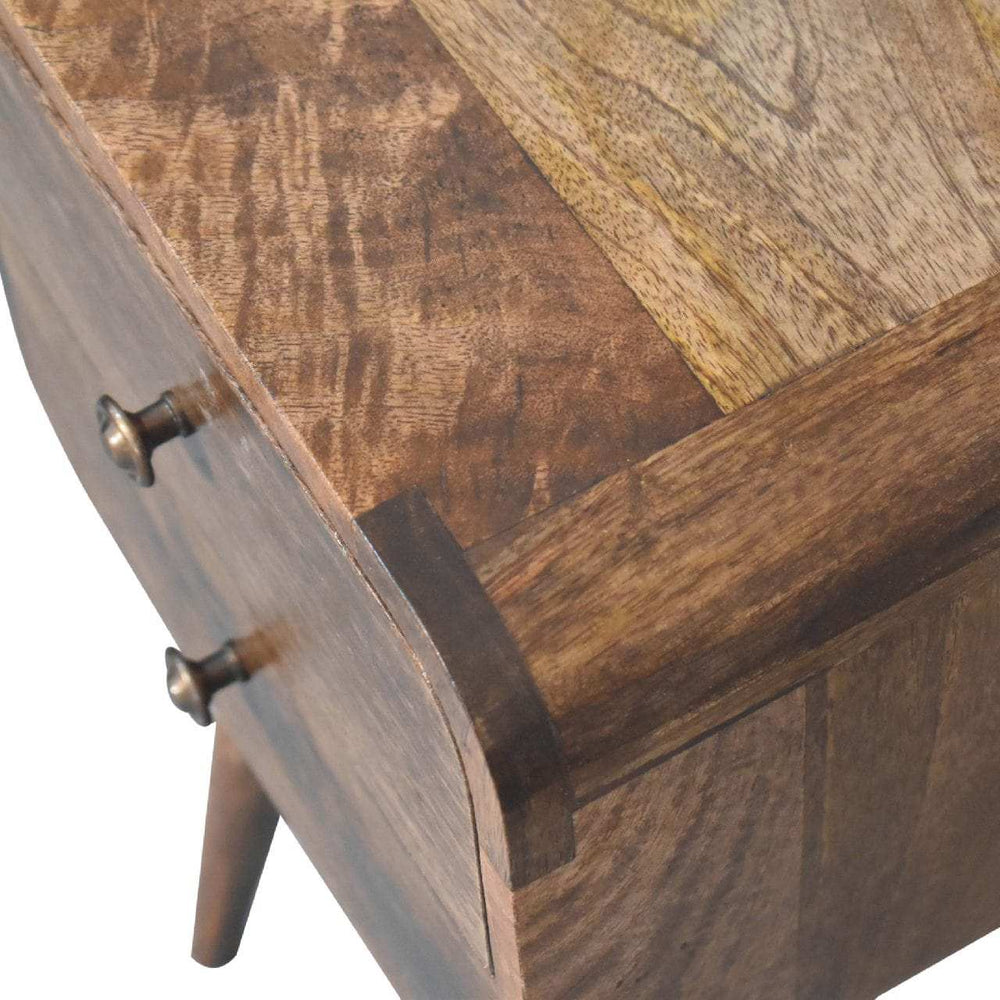 Mini Curved Grey Washed Bedside - Artisan Furniture - Flyclothing LLC