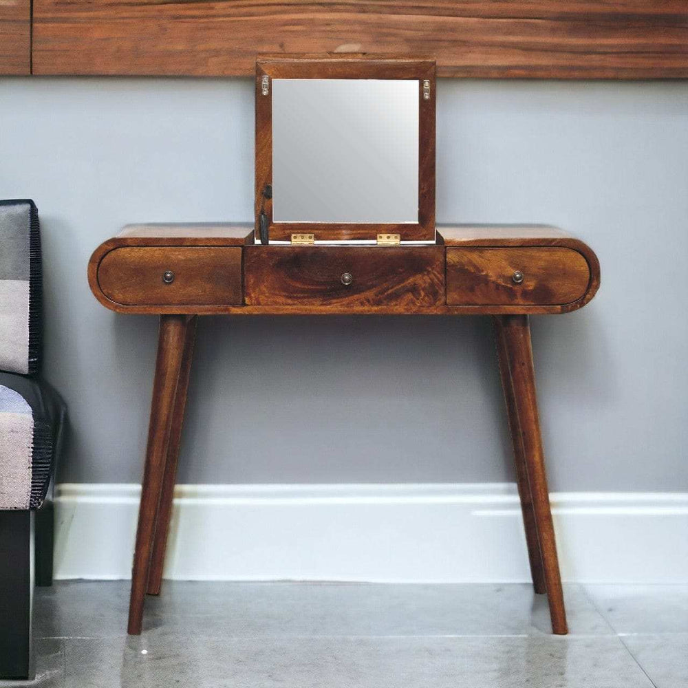 Chestnut Mirror Dressing Table - Artisan Furniture - Flyclothing LLC