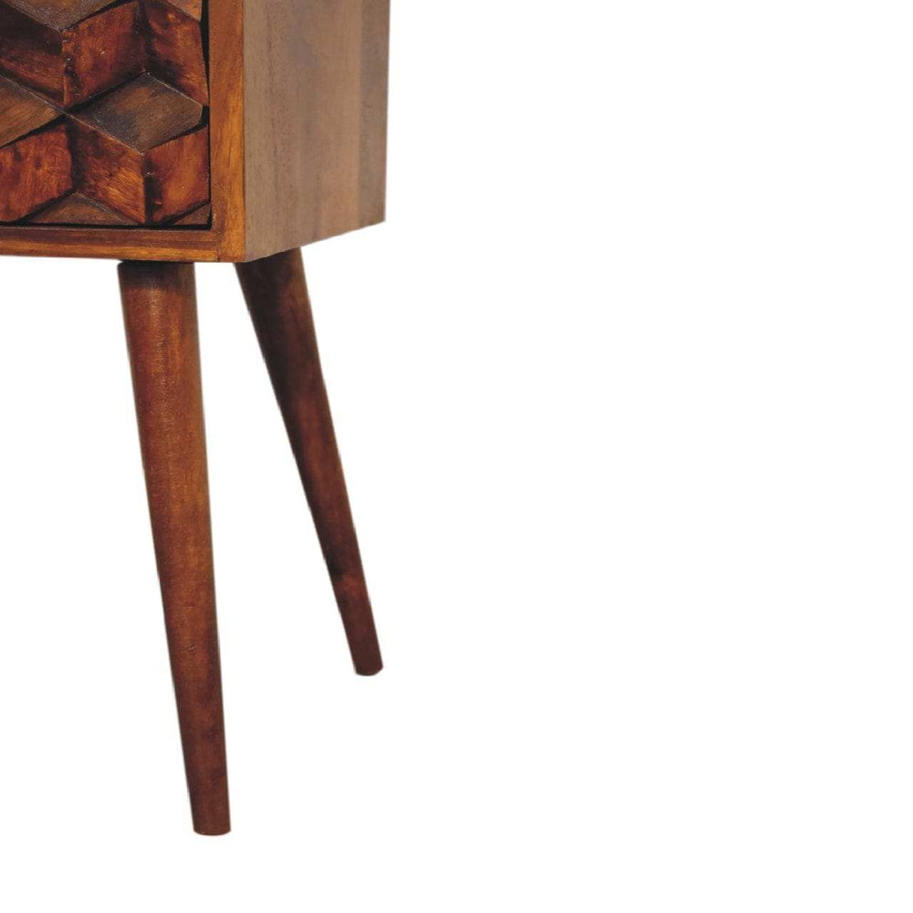 Mini Chestnut Cube 2 Drawer Bedside - Artisan Furniture - Flyclothing LLC